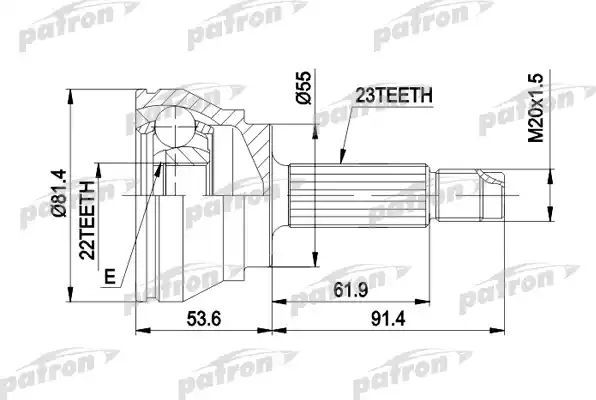 Шрус наружный (граната) Patron для Ford Escort IV 1986-1990. Артикул PCV1014