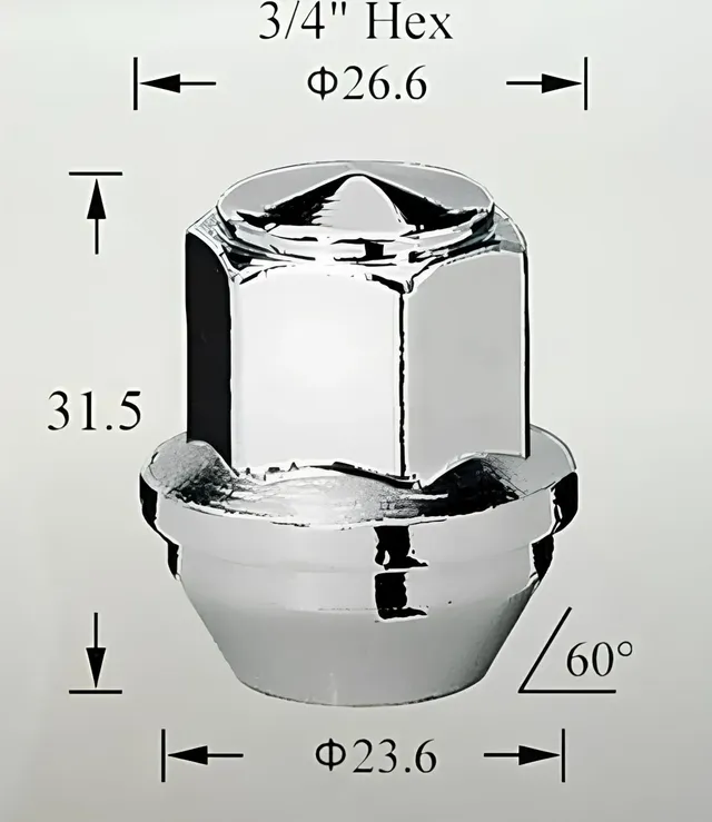 Гайка колесная M12x1.5x31.5. конус. кл.19. закрытая. хром для а/м Ford (Airline). Артикул ASCR031