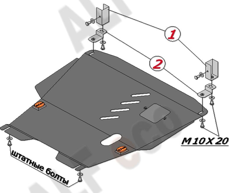 Защита алюминиевая Alfeco для картера и КПП Toyota Echo 2000-2005. Артикул ALF.24.44al