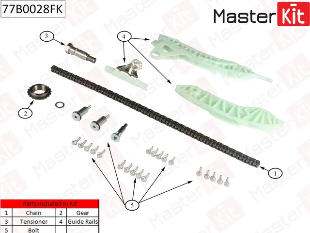 77B0028FK Комплект цепи ГРМ CITRO?N/PEUGEOT C3/C4/C5/8FN BMW F20/F30 N13B16A (Master KIT) Master KIT. Артикул 77b0028fk