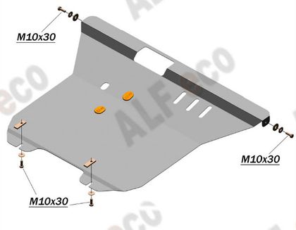 Защита алюминиевая Alfeco для картера и КПП Ford Maverick II 2004-2008. Артикул ALF.07.19 AL4