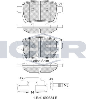 Тормозные колодки Icer задние для Opel Adam I 2012-2019. Артикул 182170-203