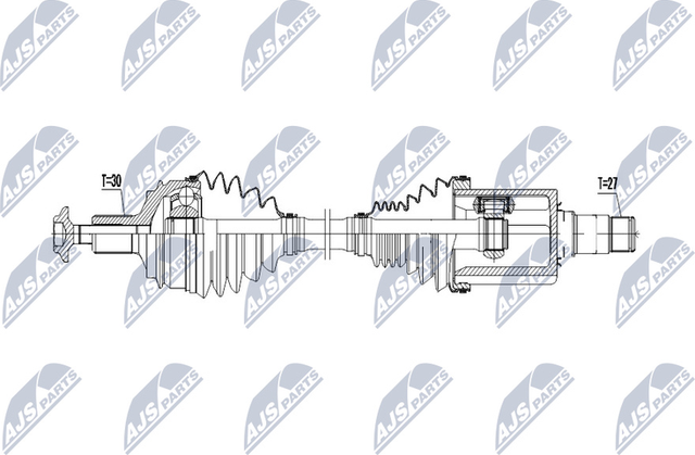 Полуось (привод в сборе, приводной вал) NTY передняя правая для Mercedes-Benz E-Класс IV (W212, S212, C207) 2009-2016. Артикул NPW-ME-071