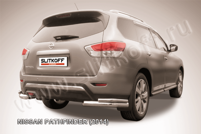 Защита Slitkoff задняя d76/42 уголки двойные для Nissan Pathfinder R52 2014-2026. Артикул NIP14-015