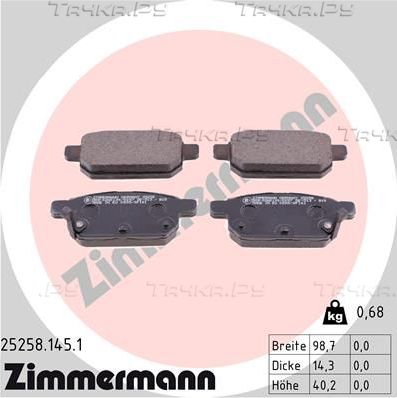 Тормозные колодки Zimmermann задние для Suzuki Swift IV 2010-2017. Артикул 25258.145.1