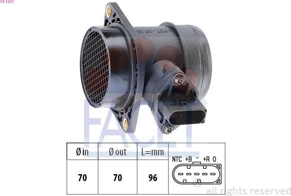 Расходомер воздуха Facet Made in Italy - OE Equivalent. Артикул 10.1221