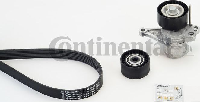 Приводной ремень поликлиновой с роликами (комплект) ContiTech. Артикул 7PK1970K1