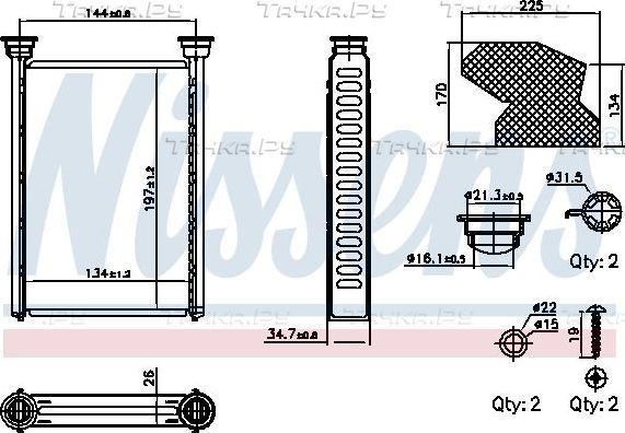 Радиатор отопителя (печки) Nissens. Артикул 707309