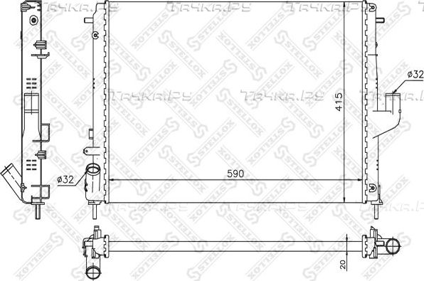 Радиатор охлаждения двигателя Stellox для Renault Master II 2003-2010. Артикул 10-26163-SX