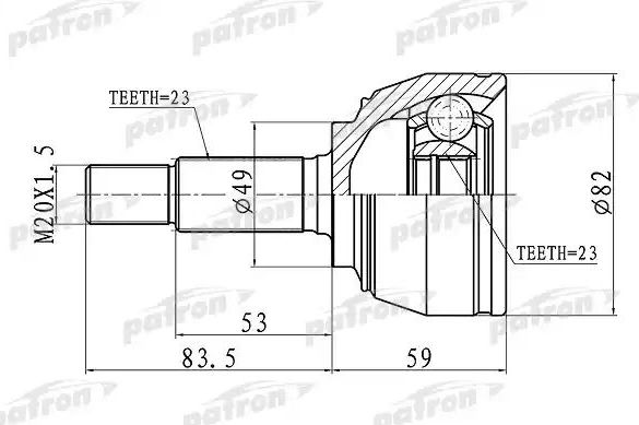 Шрус наружный (граната) Patron для Nissan Note I 2006-2012. Артикул PCV1667