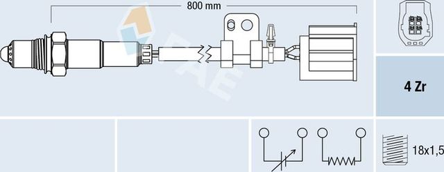 Лямбда-зонд (кислородный датчик) FAE. Артикул 77315
