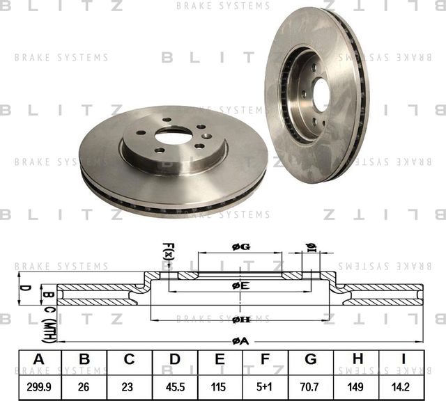 Диск тормозной передний CHEVROLET Cruze/Orlando 09,OPEL Ast (Blitz). Артикул BS0311