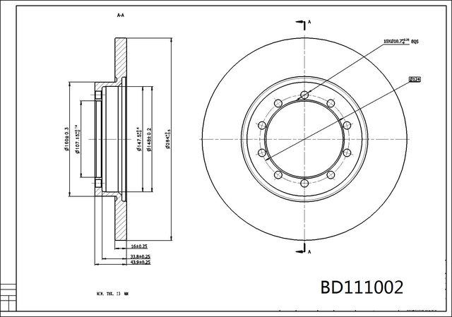 Тормозной диск Miles задний для Ford Transit VII 2006-2014. Артикул K011317