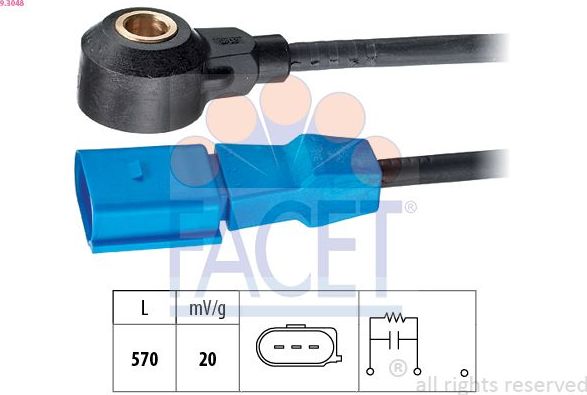 Датчик детонации Facet Made in Italy - OE Equivalent для Audi A6 allroad I (C5) 2000-2005. Артикул 9.3048