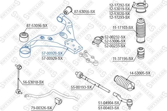 Поперечный рычаг передней подвески Stellox. Артикул 57-00928-SX
