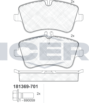 Тормозные колодки Icer. Артикул 181369-701