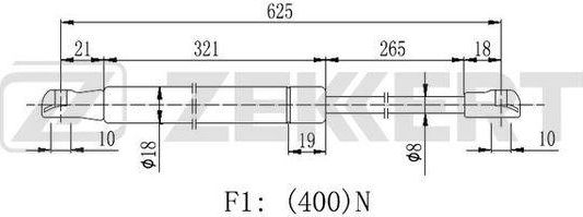 Амортизатор (упор) багажника Zekkert задний для Peugeot 306 1996-2002. Артикул GF-2208