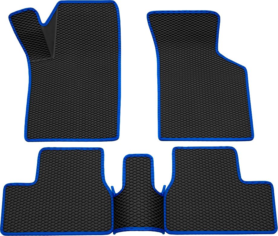 Коврики Rezkon 3D EVA ромб резиновые для салона Lada Kalina I 1117, 1118, 1119 2004-2013 Синий кант. Артикул 9239030103