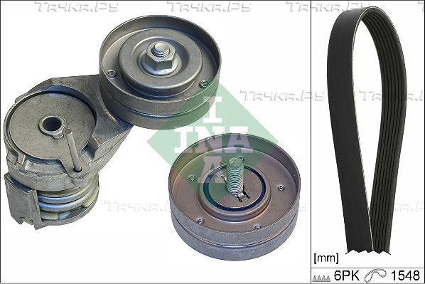 Приводной ремень поликлиновой с роликами (комплект) Ina для Volkswagen Golf IV 1997-2006. Артикул 529 0108 10