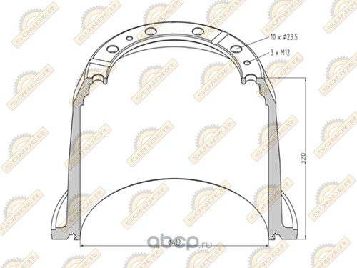 Барабан тормозной задний 413*266*321 (о.н.1414435) (Sonder). Артикул 160050124