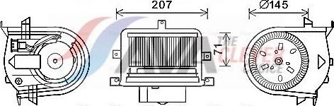 Вентилятор, мотор печки (отопителя) салона AVA (полимерный материал) для SEAT Arosa I 1997-2004. Артикул VN8350