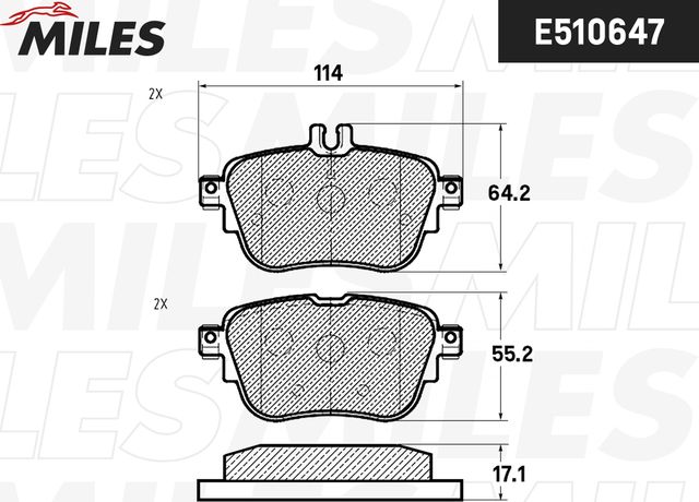Тормозные колодки Miles (Керамика). Артикул E510647
