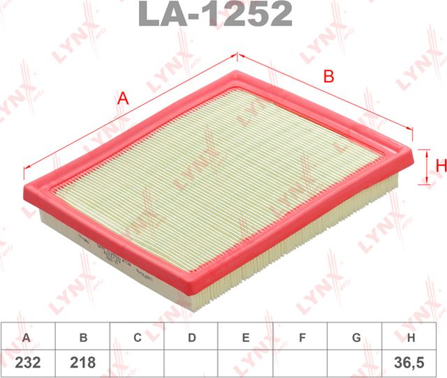 Воздушный фильтр LYNXauto для Subaru Outback VI 2020-2026. Артикул LA-1252