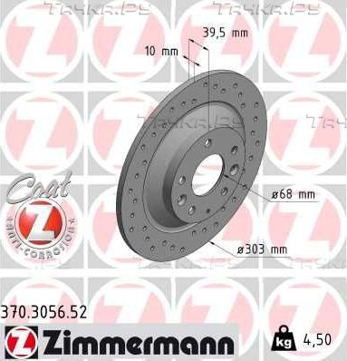 Тормозной диск Zimmermann Sport Coat Z задний для Mazda CX-30 I 2019-2026. Артикул 370.3056.52