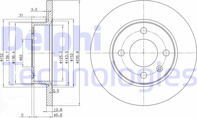 Тормозной диск Delphi передний для Skoda Favorit 1994-1997. Артикул BG2910