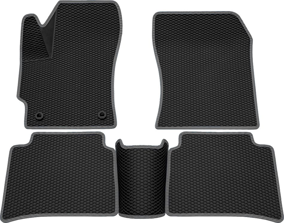 Коврики Rezkon 3D EVA ромб резиновые для салона Toyota Corolla E210 2019-2026 Серый кант. Артикул 9234015302