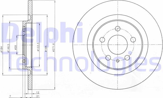 Тормозной диск Delphi задний для Citroen C8 I 2002-2014. Артикул BG3741