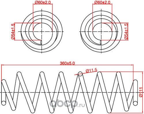 Пружина задней подвески VW Golf IV, Bora, Skoda Octavia, L360-D111-t11,5 (Zikmar). Артикул Z48035R