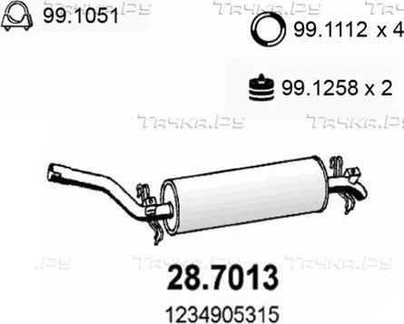 Глушитель (задняя часть) Asso для Mercedes-Benz W124, A124 1984-1992. Артикул 28.7013