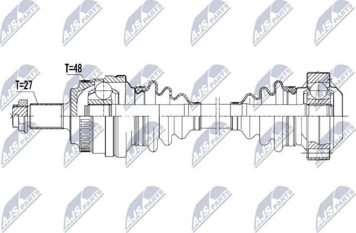Полуось (привод в сборе, приводной вал) NTY. Артикул NPW-BM-147