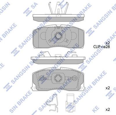 Тормозные колодки Sangsin Hi-Q передние для Geely MR 2005-2009. Артикул SP2154