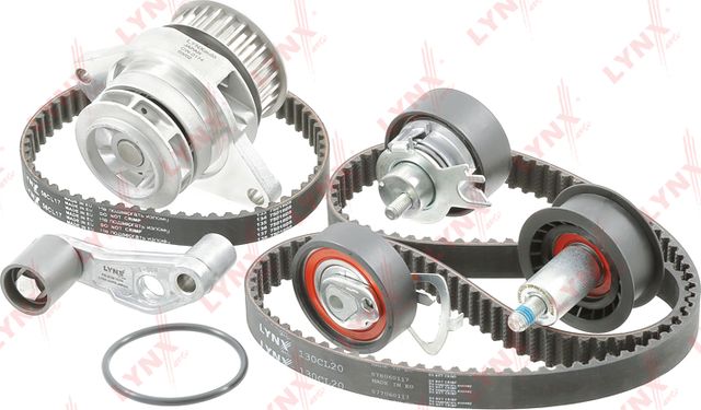 Помпа (водяной насос) с комплектом ремня ГРМ LYNXauto. Артикул PW-1037