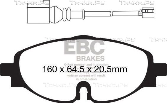 Тормозные колодки EBC Brakes передние для SEAT Leon III 2012-2026. Артикул DPX2150