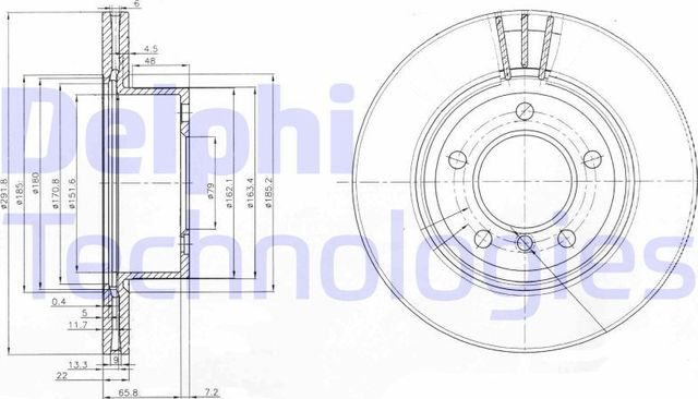 Тормозной диск Delphi передний для BMW 3 V (E90/E91/E92/E93) 2004-2011. Артикул BG3900