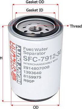 Топливный фильтр-сепаратор Sakura. Артикул SFC-7912-30