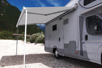 Маркиза автомобильная РИФ 5,0х2,5 м кассетная, привод механический, электромотор, корпус белый. Артикул RIF5933-5025M