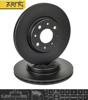 Тормозной диск Zentparts передний для Fiat Strada 1999-2026. Артикул Z06273