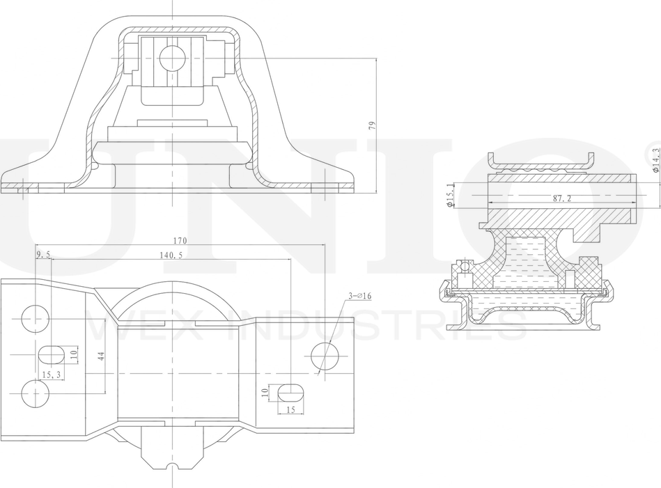 Опора двигателя (Unio). Артикул RMP-15088