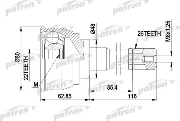 Шрус наружный (граната) Patron. Артикул PCV1380
