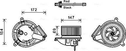 Вентилятор, мотор печки (отопителя) салона AVA для Volkswagen LT II 1996-2006. Артикул MS8617