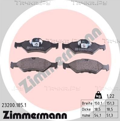 Тормозные колодки Zimmermann передние для Ford KA I 2000-2008. Артикул 23200.185.1