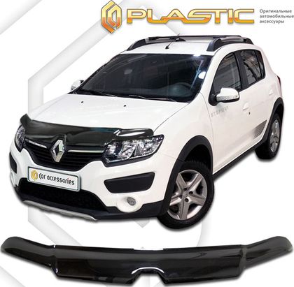 Дефлектор СА Пластик для капота (Classic черный) Renault Sandero Stepway II 2014-2024. Артикул 2010010112745