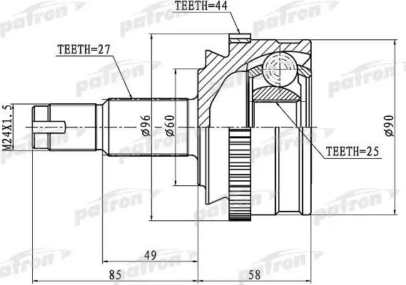 Шрус наружный (граната) Patron. Артикул PCV1186