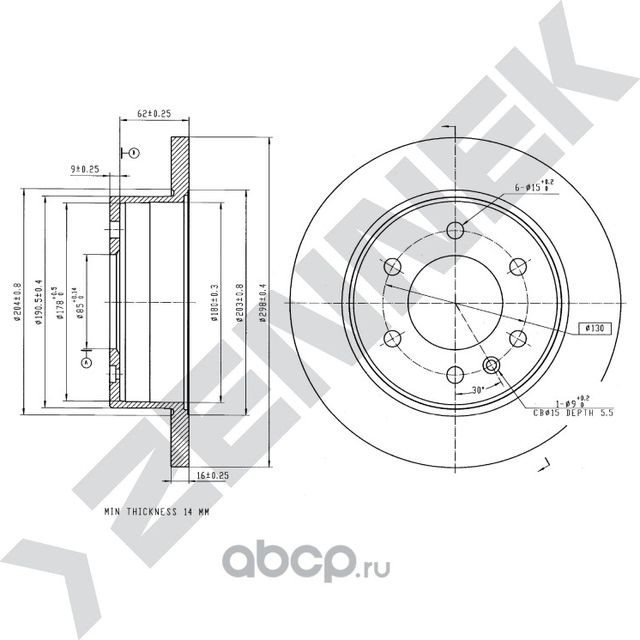 Диск тормозной задний MERCEDES SPRINTER 06-12 VW CRAFTER 06-16 (Zennek). Артикул DBD0109