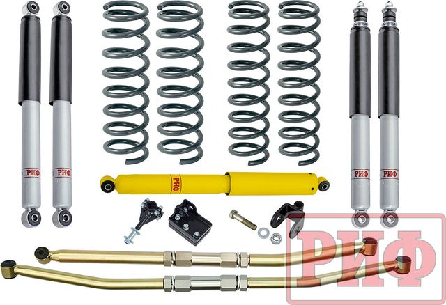 Лифт-комплект РИФ средний для Suzuki Jimny III 1998-2018, лифт 75 мм. Артикул RIF-JIM75-B