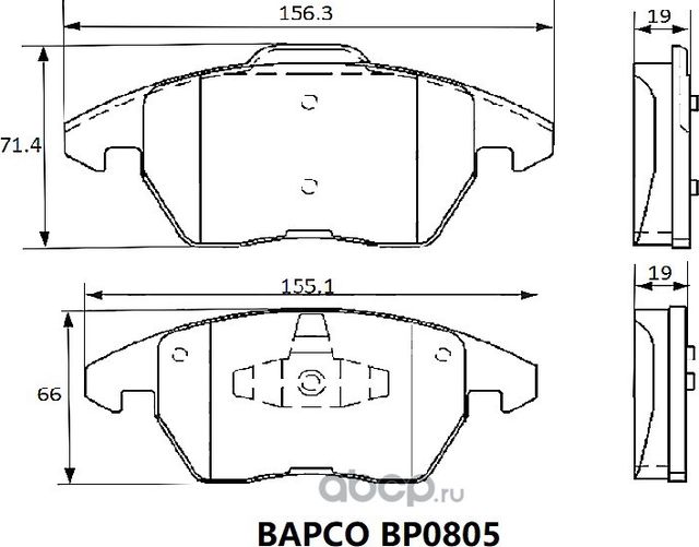 Колодки тормозные дисковые BP0805 передние, комплект, (Bapco) Bapco. Артикул BP0805
